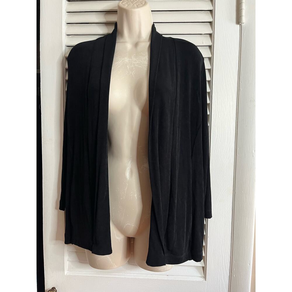 Chico's Travelers black shawl collar black cardigan 0 (S) Fall work classic